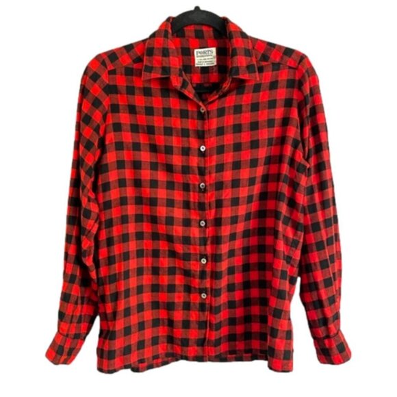 Vintage Ports Red Black Buffalo Plaid Wool Blend Shirt - Small - Picture 9 of 10